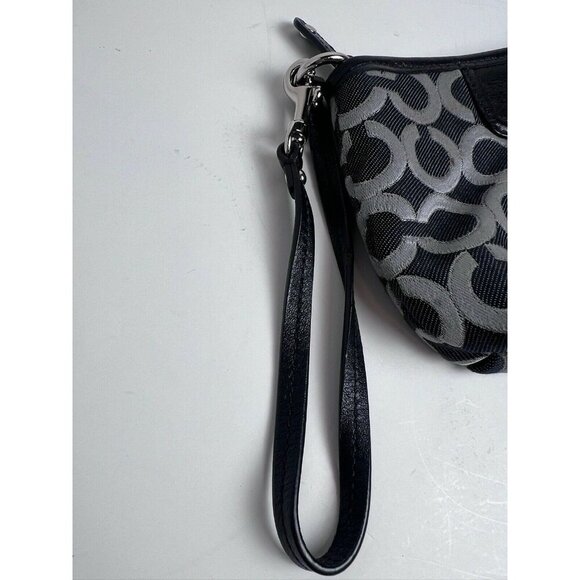 Coach Black Logo Small Canvas Wristlet - Picture 5 of 11